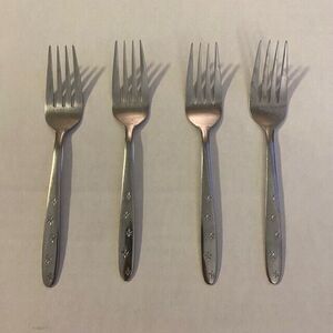 CG Stainless Japan Salad Forks Fleur de Lis Vintage MCM Lot of 4